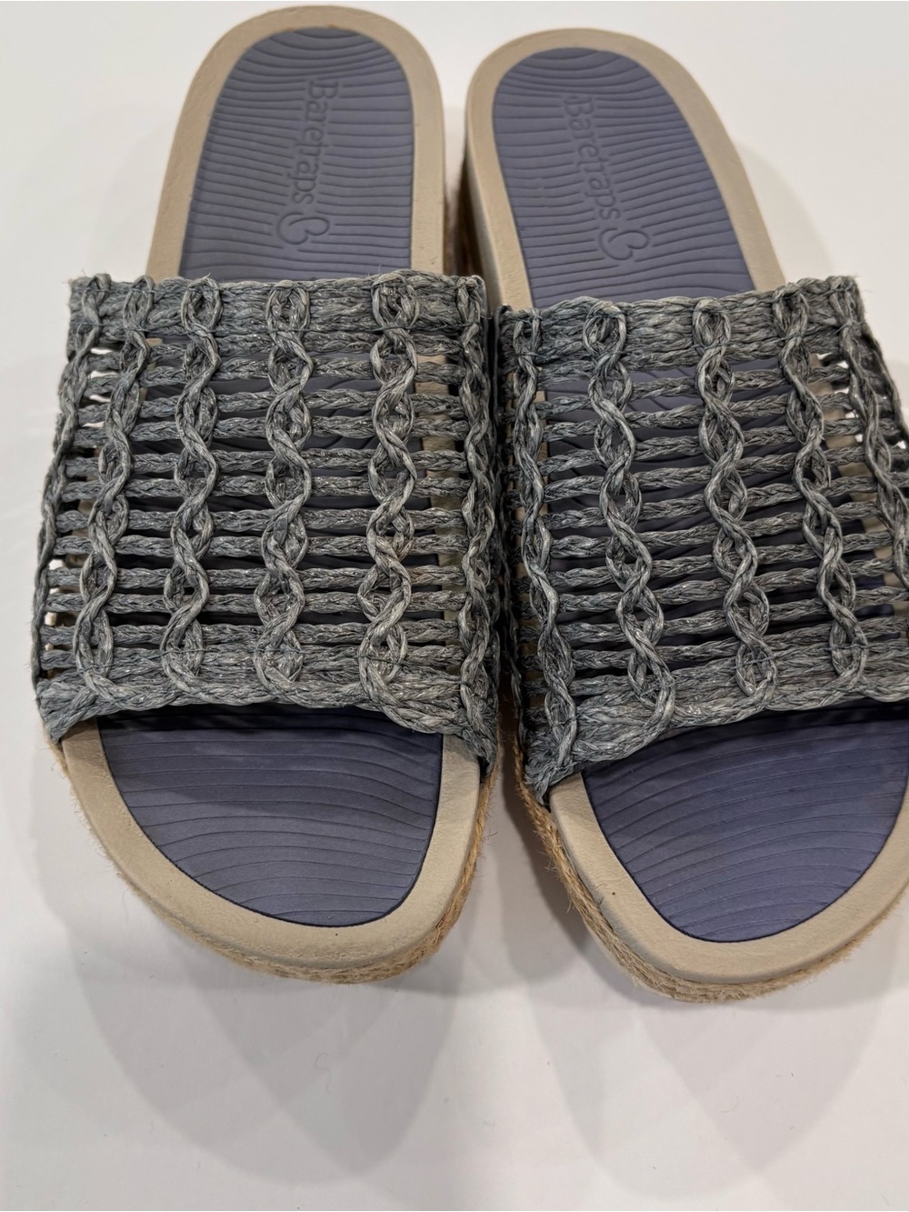 Baretraps Crocheted Womens Slides Sandals Flat Dusty blue Sz 7